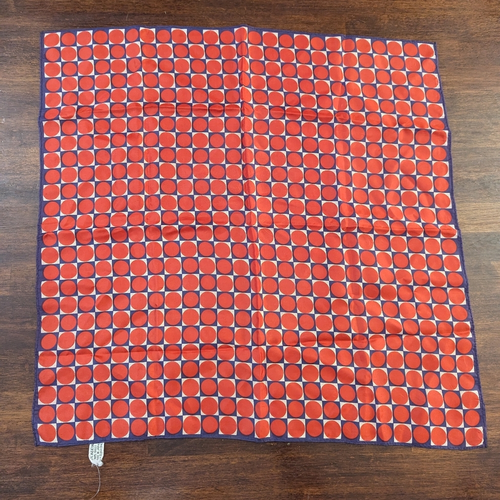 Red and Blue Polka Dot Scarf Vintage
